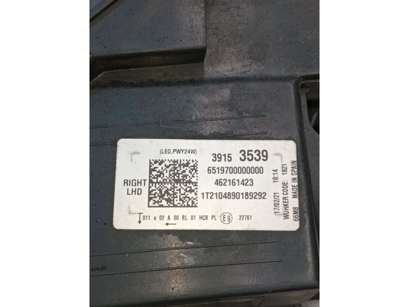 Recambio de faro derecho para opel crossland x / crossland (p17, p2qo) 1.2 (75) referencia OEM IAM 39153539 462161423 