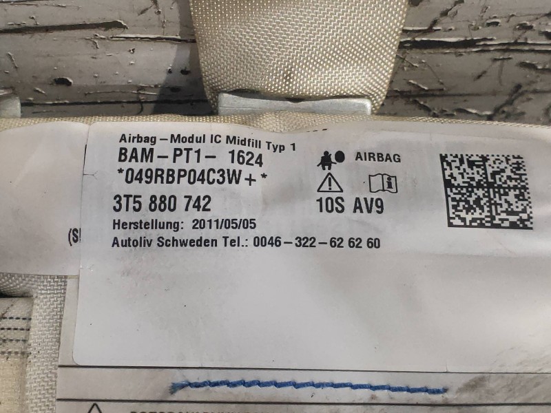 Recambio de airbag cortina delantero derecho para skoda suberb (3t4) exclusive referencia OEM IAM 3T0880742  