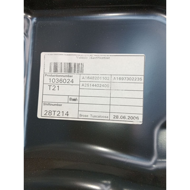 Recambio de elevalunas trasero derecho para mercedes-benz clase r (w251, v251) r 320 cdi 4-matic (251.022, 251.122) referencia O