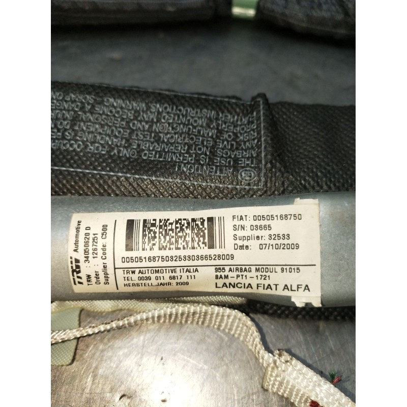 Recambio de airbag cortina delantero derecho para alfa romeo mito (955_) 1.4 (955axb1b) referencia OEM IAM 00505168750  2008