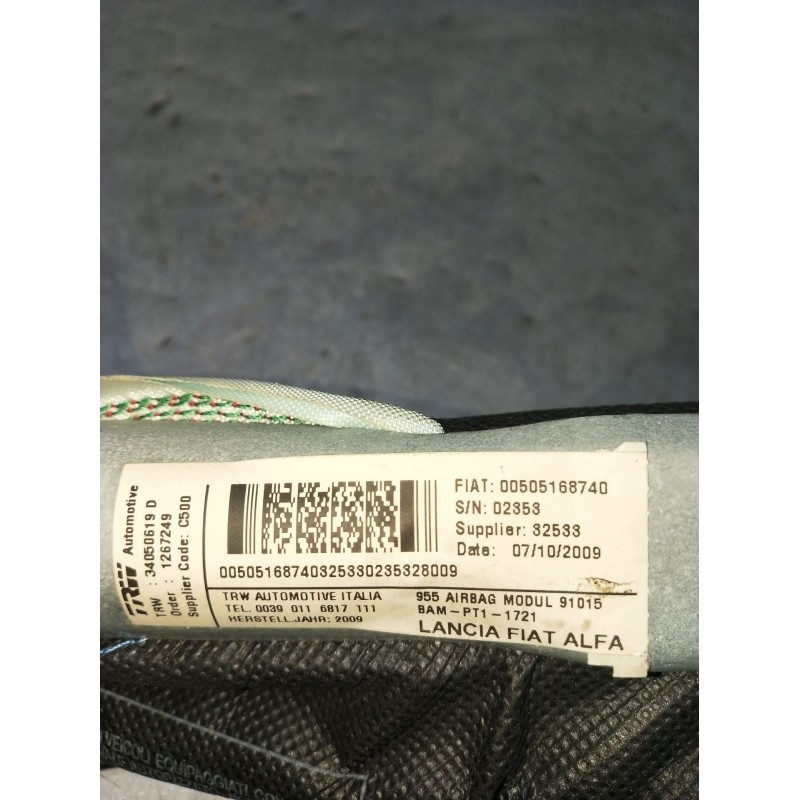 Recambio de airbag cortina delantero izquierdo para alfa romeo mito (955_) 1.4 (955axb1b) referencia OEM IAM 00505168740  2008