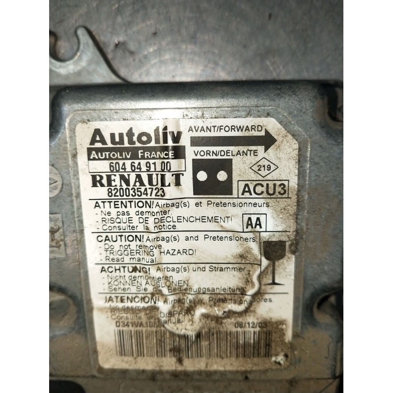 Recambio de kit airbag para renault kangoo express (fc0/1_) d 65 1.9 (fc0e, fc02, fc0j, fc0n) referencia OEM IAM 604649100  2003