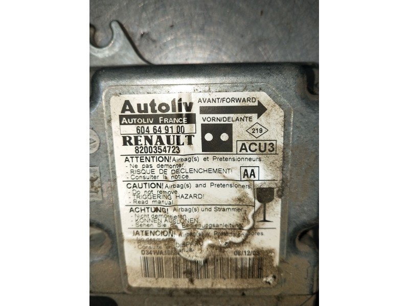 Recambio de kit airbag para renault kangoo express (fc0/1_) d 65 1.9 (fc0e, fc02, fc0j, fc0n) referencia OEM IAM 604649100  2003