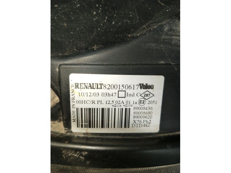 Recambio de faro derecho para renault kangoo express (fc0/1_) d 65 1.9 (fc0e, fc02, fc0j, fc0n) referencia OEM IAM 8200150617  2