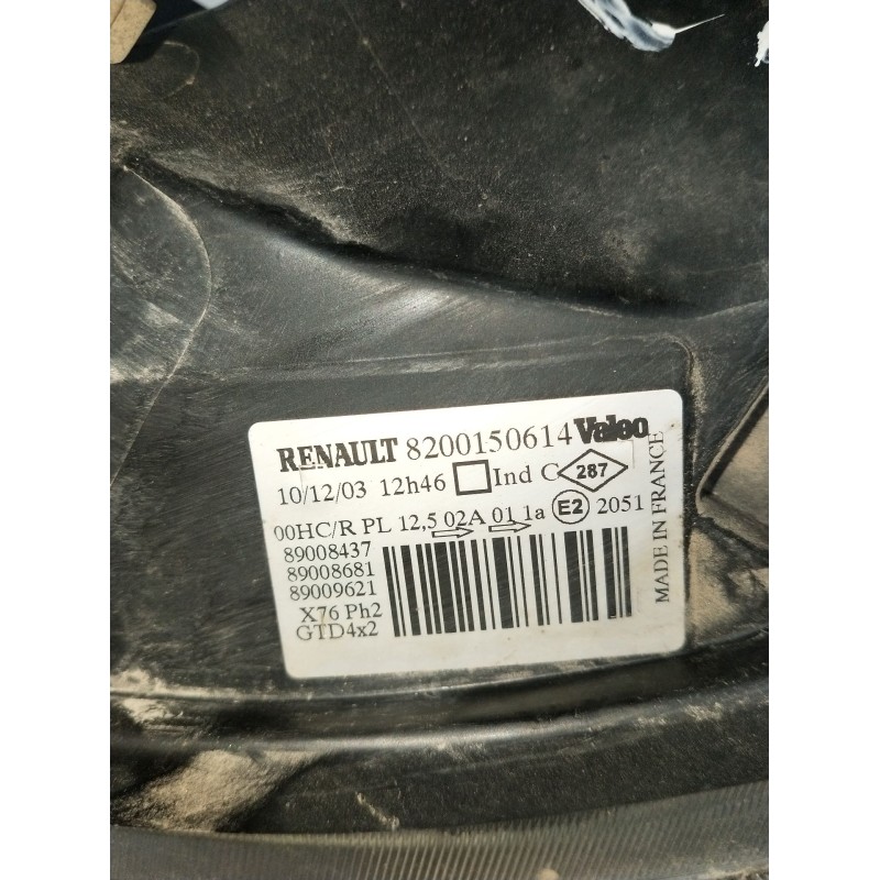 Recambio de faro izquierdo para renault kangoo express (fc0/1_) d 65 1.9 (fc0e, fc02, fc0j, fc0n) referencia OEM IAM 8200150614 