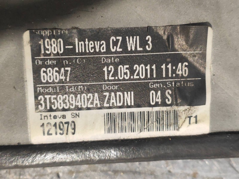 Recambio de elevalunas trasero derecho para skoda suberb (3t4) exclusive referencia OEM IAM 3T5839402A 8K0959812A 1101919813201 