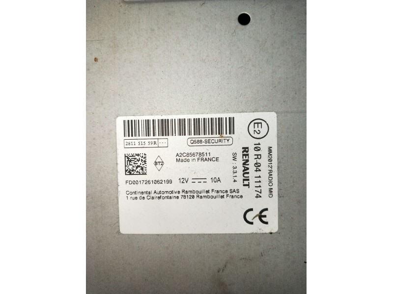 Recambio de sistema audio / radio cd para renault zoe (bfm_) zoe referencia OEM IAM 281151559R A2C85678511 2016