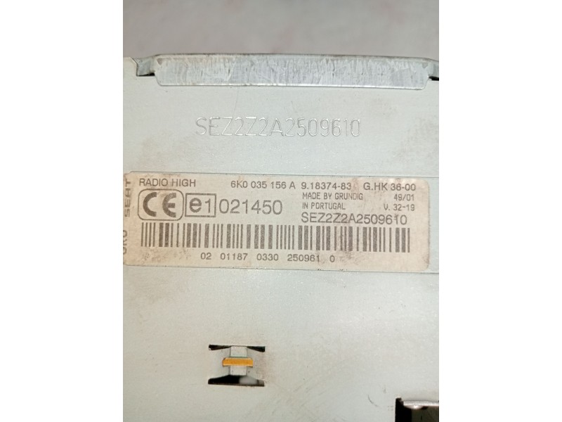 Recambio de sistema audio / radio cd para seat cordoba (6k1, 6k2) 1.9 tdi referencia OEM IAM 6K0035156A  