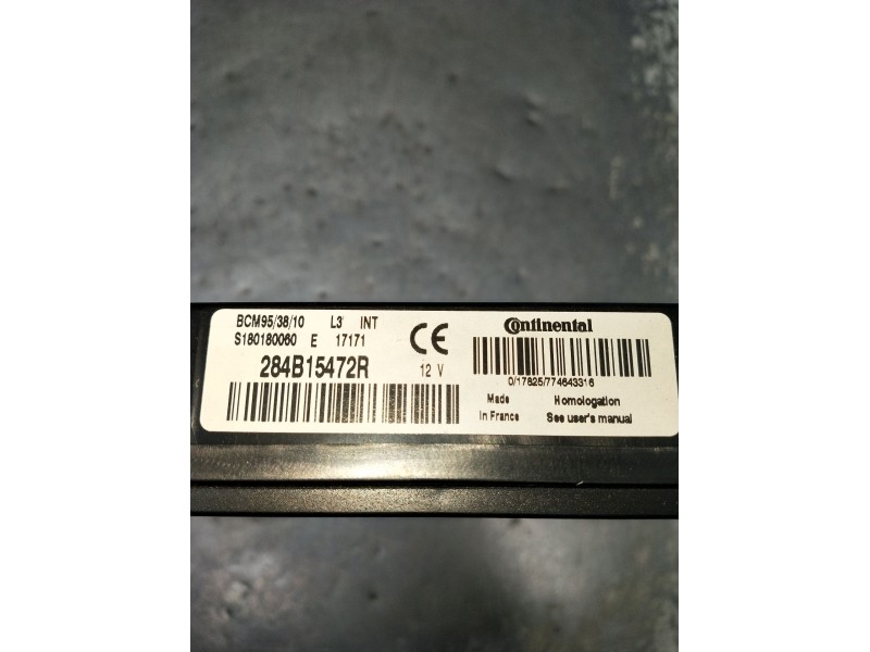 Recambio de modulo electronico para renault zoe (bfm_) zoe referencia OEM IAM 284B15472R BCM953810 S180180060 2016