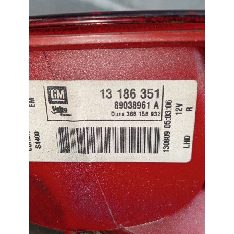 Recambio de piloto trasero derecho para opel corsa d (s07) 1.2 (l08, l68) referencia OEM IAM 13186351 89038961A 2006