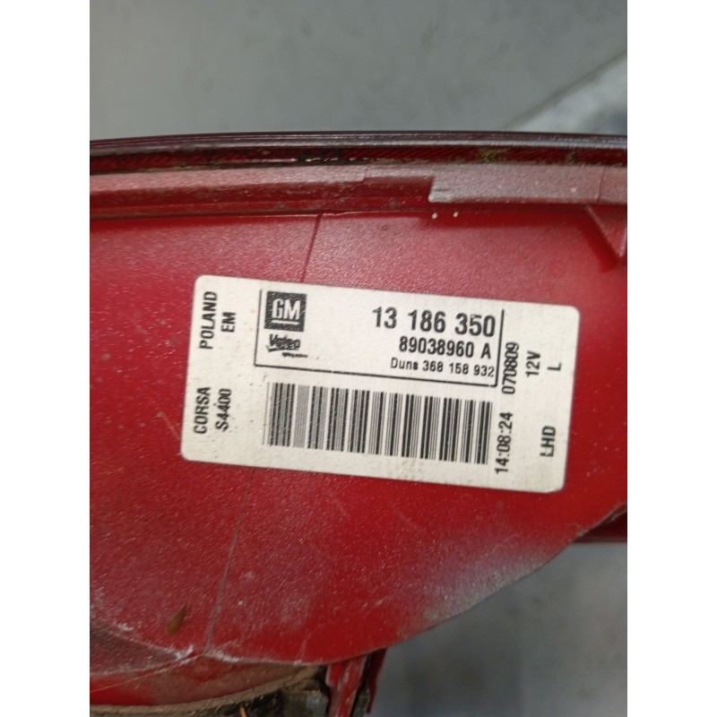 Recambio de piloto trasero izquierdo para opel corsa d (s07) 1.2 (l08, l68) referencia OEM IAM 13186350 89038960A 2006