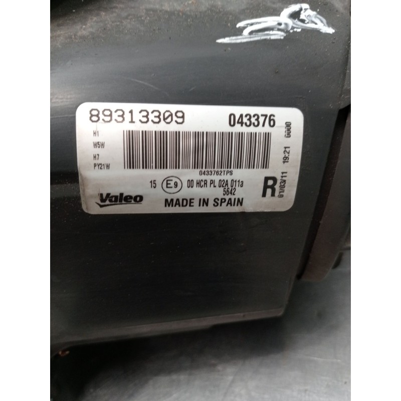 Recambio de faro derecho para opel corsa d (s07) 1.2 (l08, l68) referencia OEM IAM 89313309 043376 2006
