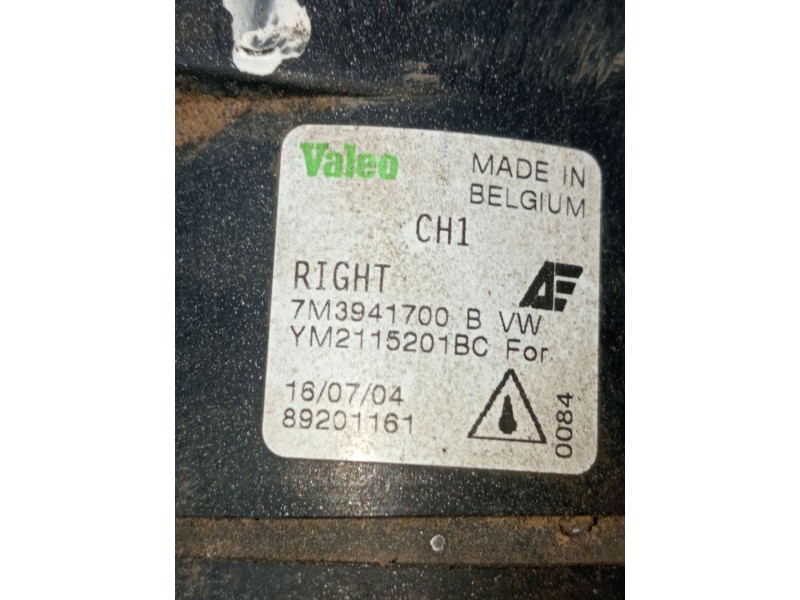 Recambio de faro antiniebla derecho para seat alhambra (7v8, 7v9) 1.9 tdi referencia OEM IAM 7M3941700B 89201161 