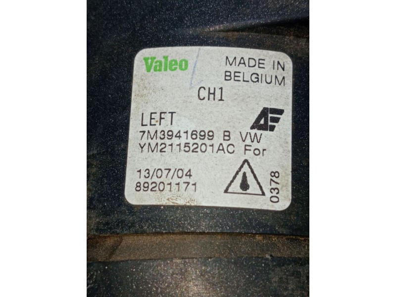 Recambio de faro antiniebla izquierdo para seat alhambra (7v8, 7v9) 1.9 tdi referencia OEM IAM 7M3941699B 89201171 