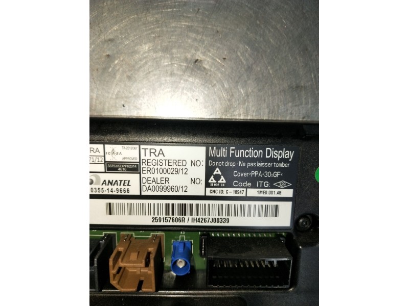 Recambio de pantalla multifuncion para renault zoe (bfm_) zoe referencia OEM IAM 0355149666 259157606R IH4267J00339 2016