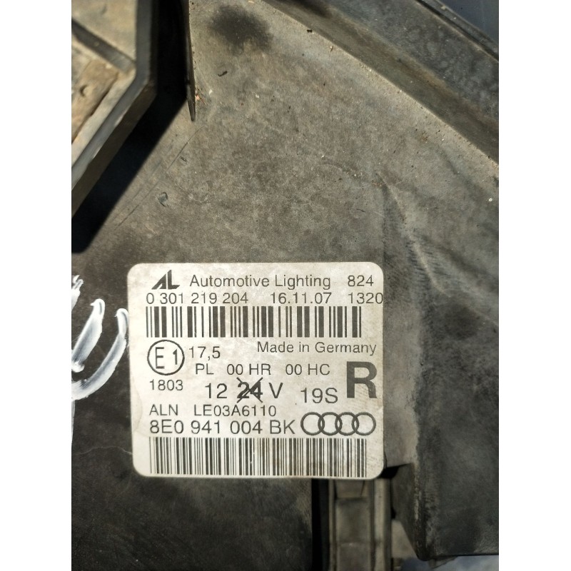 Recambio de faro derecho para audi a4 b7 (8ec) 2.0 tdi 16v referencia OEM IAM 8E0941004BK 0301219204 2005