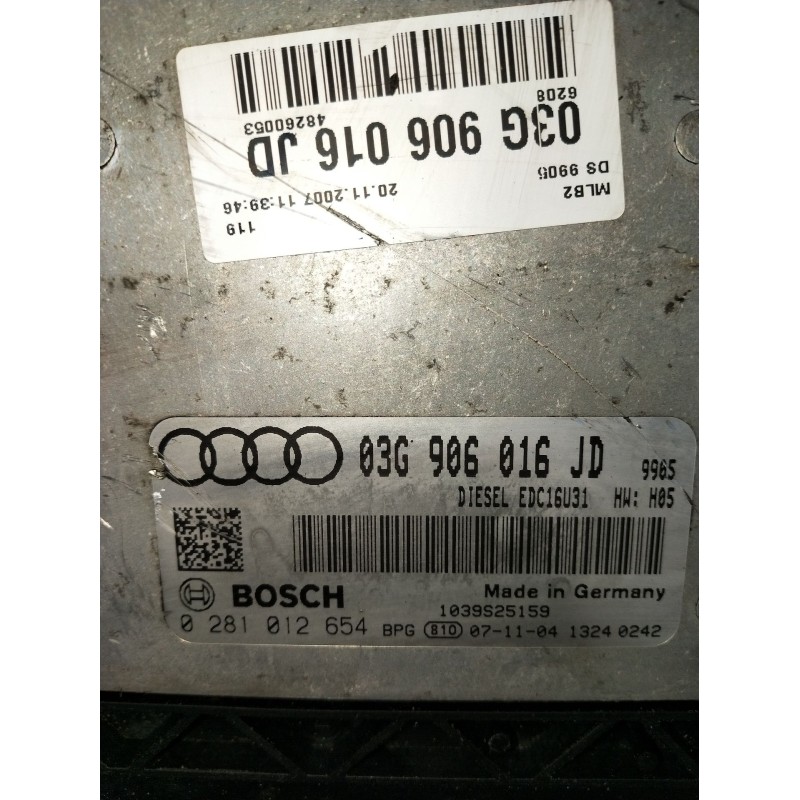 Recambio de centralita motor uce para audi a4 b7 (8ec) 2.0 tdi 16v referencia OEM IAM 0281012654 03G906016JD EDC16U31 2005