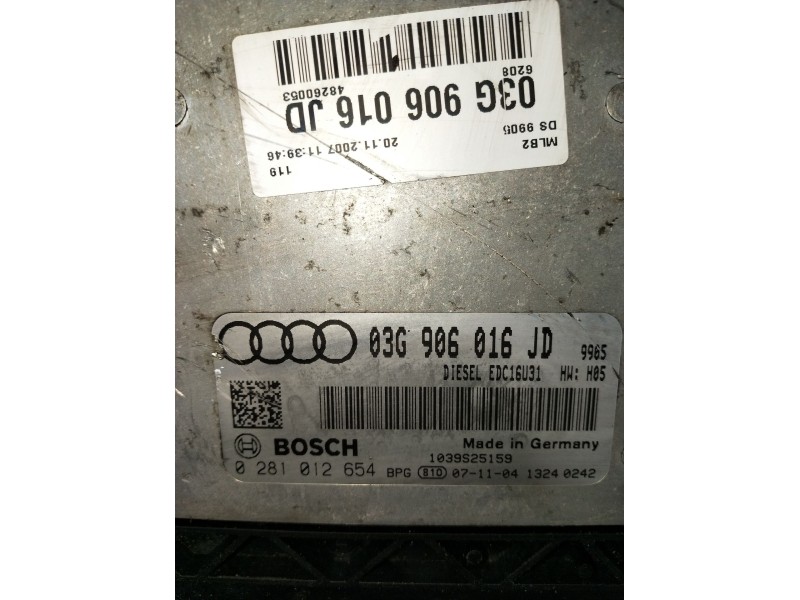 Recambio de centralita motor uce para audi a4 b7 (8ec) 2.0 tdi 16v referencia OEM IAM 0281012654 03G906016JD EDC16U31 2005