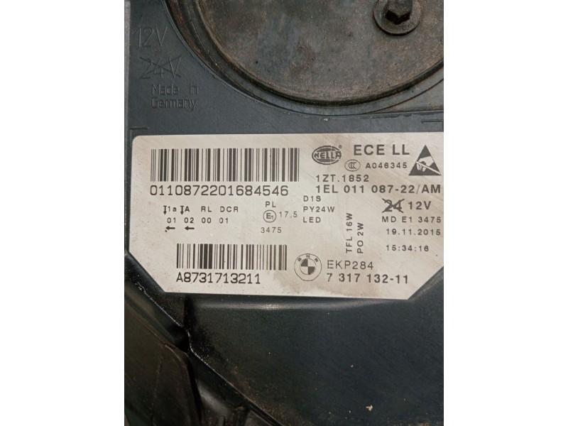 Recambio de faro derecho para bmw 5 (f10) 520 d referencia OEM IAM 731713211 1EL01108722 A8731713211 7295090 130732931715