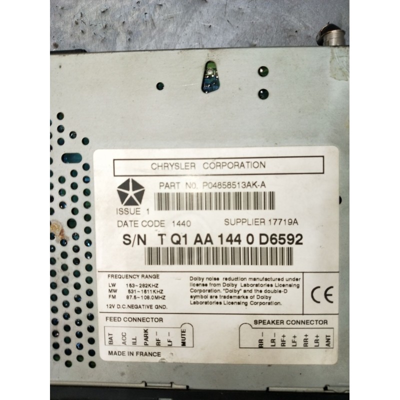 Recambio de sistema audio / radio cd para jeep grand cherokee ii (wj, wg) 3.1 td 4x4 referencia OEM IAM P04858513AKA TQ1AA1440D6