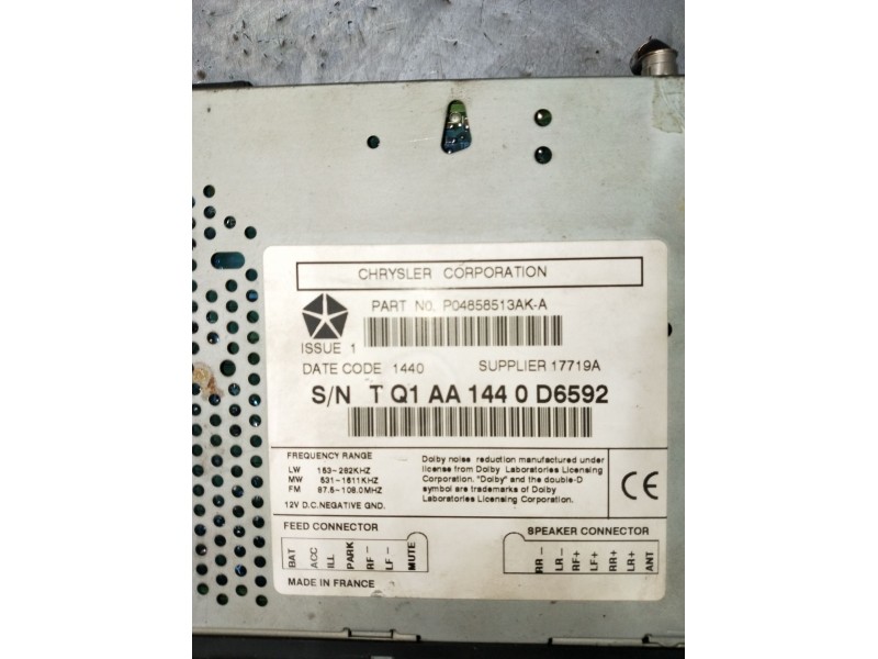 Recambio de sistema audio / radio cd para jeep grand cherokee ii (wj, wg) 3.1 td 4x4 referencia OEM IAM P04858513AKA TQ1AA1440D6