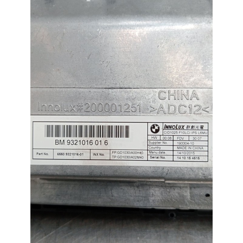 Recambio de pantalla multifuncion para bmw 5 (f10) 520 d referencia OEM IAM 9321016016 6550932101601 200001251 2014