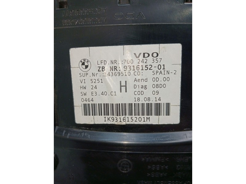 Recambio de cuadro instrumentos para bmw x1 (e84) sdrive 18 d referencia OEM IAM 931615201 14369510 A2C90260300 2009