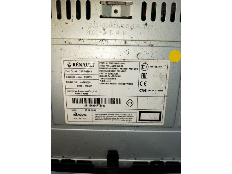 Recambio de sistema audio / radio cd para dacia dokker furgoneta/monovolumen 1.5 dci (feaj) referencia OEM IAM 281156864R 269779