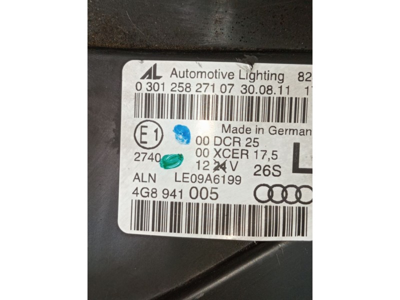 Recambio de faro izquierdo para audi a7 sportback (4ga, 4gf) 3.0 tdi quattro referencia OEM IAM 4G8941005 030125827107 8K0941597