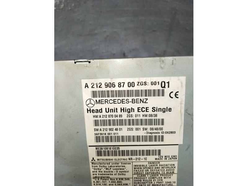 Recambio de sistema audio / radio cd para mercedes-benz clase e (w212) e 220 cdi / bluetec (212.001, 212.002) referencia OEM IAM