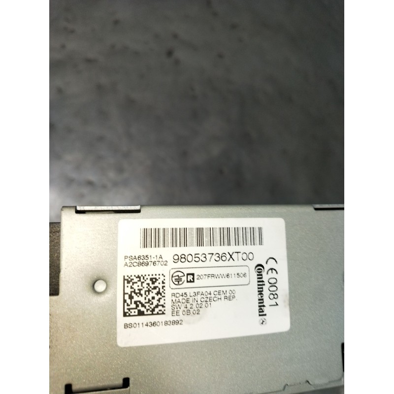 Recambio de sistema audio / radio cd para citroën c3 ii (sc_) 1.0 vti 68 referencia OEM IAM 98053736XT00 A2C86976702 2009