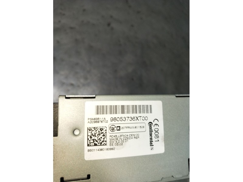 Recambio de sistema audio / radio cd para citroën c3 ii (sc_) 1.0 vti 68 referencia OEM IAM 98053736XT00 A2C86976702 2009