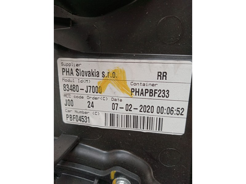 Recambio de elevalunas trasero derecho para kia ceed tourer (cd) 1.6 crdi 115 referencia OEM IAM 83480J7000 5P. 83460J7000 2018