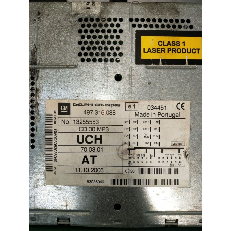 Recambio de sistema audio / radio cd para opel zafira / zafira family b (a05) 1.9 cdti (m75) referencia OEM IAM 497316088 132555