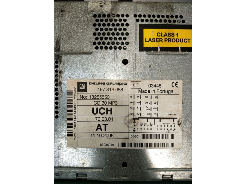 Recambio de sistema audio / radio cd para opel zafira / zafira family b (a05) 1.9 cdti (m75) referencia OEM IAM 497316088 132555