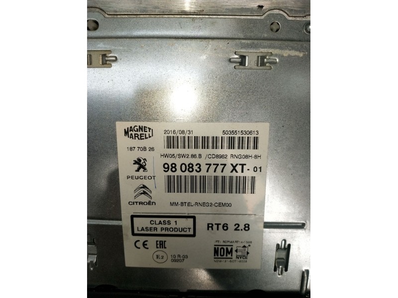 Recambio de sistema audio / radio cd para peugeot 5008 (0u_, 0e_) 1.6 bluehdi 120 referencia OEM IAM 98083777XT  2012