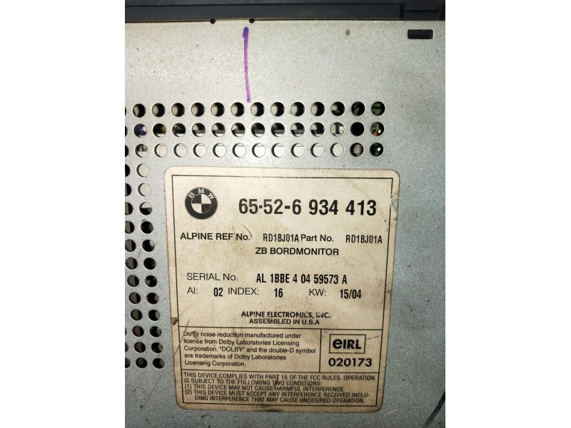 Recambio de pantalla multifuncion para bmw x5 (e53) 3.0 d referencia OEM IAM 65526934413 RD1BJ01A 2003