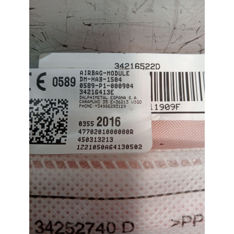 Recambio de airbag cortina delantero derecho para opel crossland x / crossland (p17, p2qo) 1.2 (75) referencia OEM IAM 34252740D