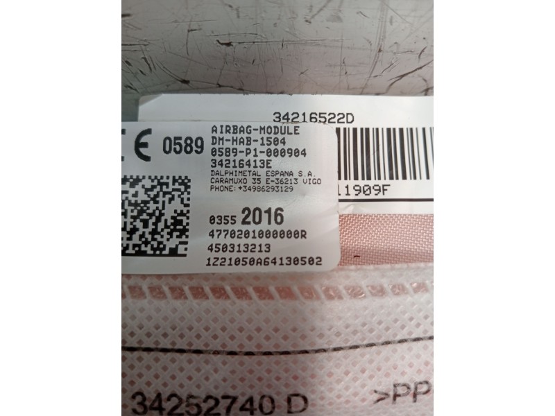 Recambio de airbag cortina delantero derecho para opel crossland x / crossland (p17, p2qo) 1.2 (75) referencia OEM IAM 34252740D