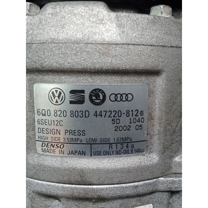 Recambio de compresor aire acondicionado para seat ibiza iii (6l1) 1.4 16v referencia OEM IAM 6Q0820803D 4472208126 02