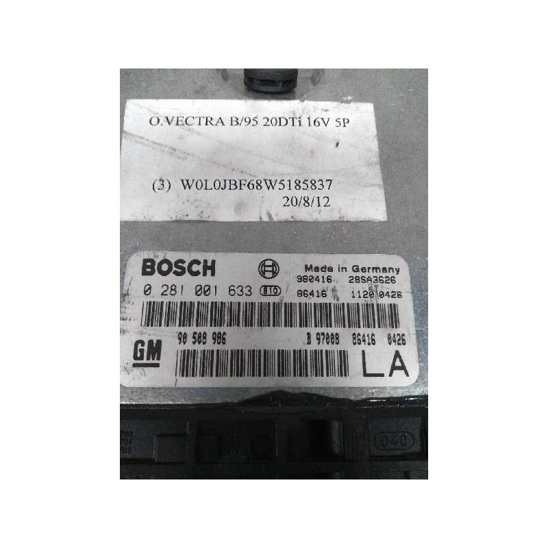 Recambio de centralita motor uce para opel vectra b berlina 2.0 dti referencia OEM IAM 0281001633 90508986 LA Recambio de centralita motor uce para opel vectra b berlina 2.0 dti referencia OEM IAM 0281001633 90508986 LA