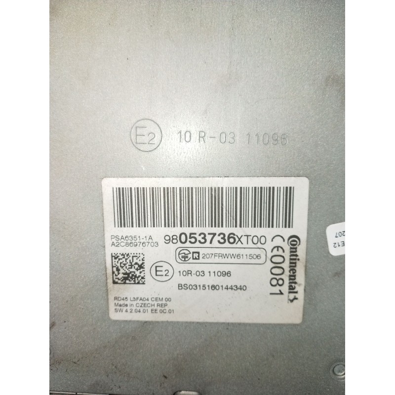 Recambio de sistema audio / radio cd para peugeot partner furgoneta/monovolumen 1.6 hdi / bluehdi 75 referencia OEM IAM 98053736