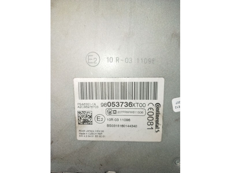 Recambio de sistema audio / radio cd para peugeot partner furgoneta/monovolumen 1.6 hdi / bluehdi 75 referencia OEM IAM 98053736