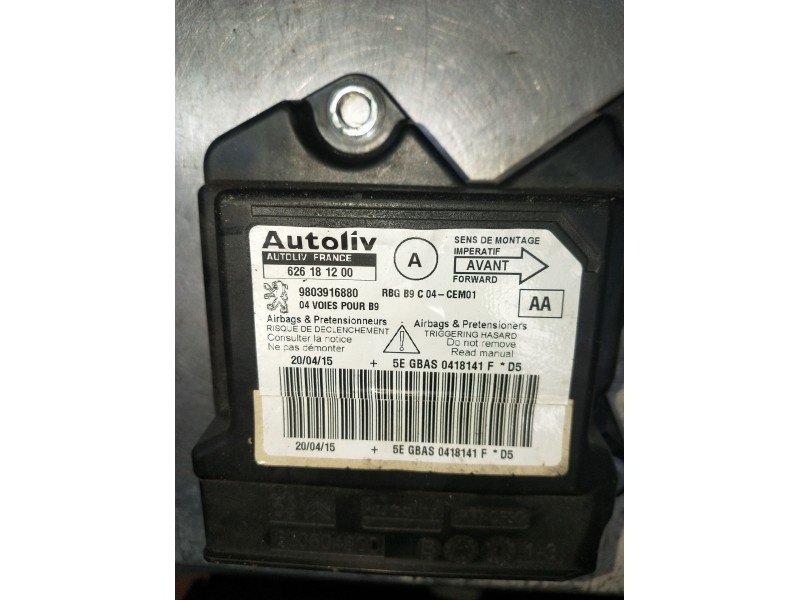 Recambio de centralita airbag para peugeot partner furgoneta/monovolumen 1.6 hdi / bluehdi 75 referencia OEM IAM 626181200 98039