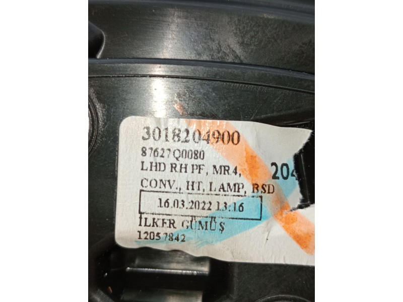 Recambio de retrovisor derecho para hyundai i20 iii (bc3, bi3) 1.0 t-gdi referencia OEM IAM 87627Q0080 ELECTRICO 3018204900 2020