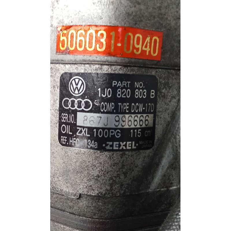 Recambio de compresor aire acondicionado para audi a3 (8l1) 1.9 tdi referencia OEM IAM 1J0820803B 5060310940 96