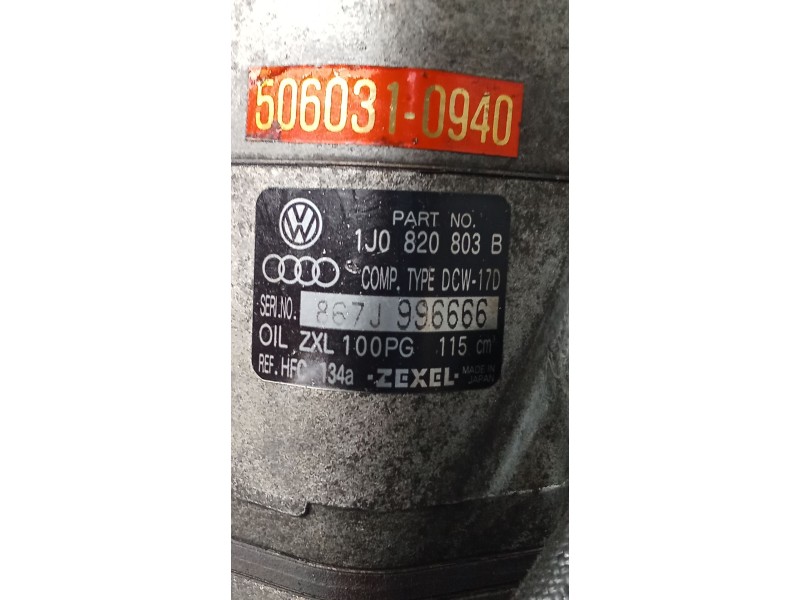Recambio de compresor aire acondicionado para audi a3 (8l1) 1.9 tdi referencia OEM IAM 1J0820803B 5060310940 96