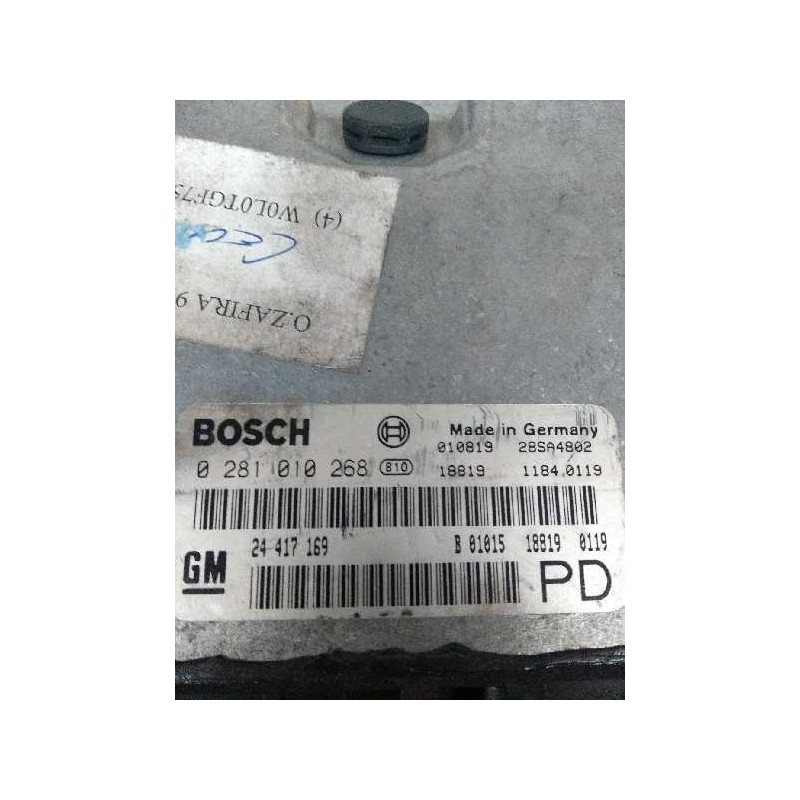 Recambio de centralita motor uce para opel zafira a 2.0 dti referencia OEM IAM 0281010268 24417169 PD