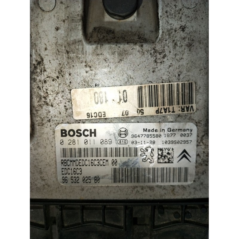 Recambio de centralita motor uce para peugeot 206 hatchback (2a/c) 1.4 hdi eco 70 referencia OEM IAM 0281011089 9653202580 EDC16