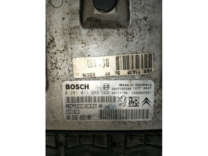 Recambio de centralita motor uce para peugeot 206 hatchback (2a/c) 1.4 hdi eco 70 referencia OEM IAM 0281011089 9653202580 EDC16